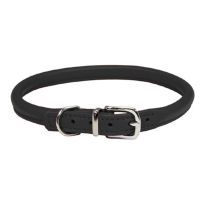 Rolled Leather Dog Collar Black