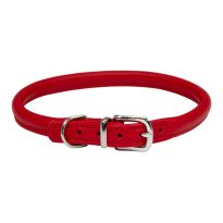 Rolled Leather Dog Collar Red