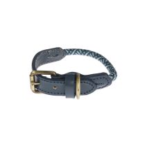 Smart Rope and Leather Trim Collar Teal