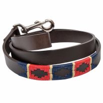 Argentine Leather Dog Lead Red/Blue