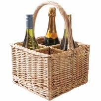 Wicker Wine/Champagne Basket Carrier for 4 Bottles
